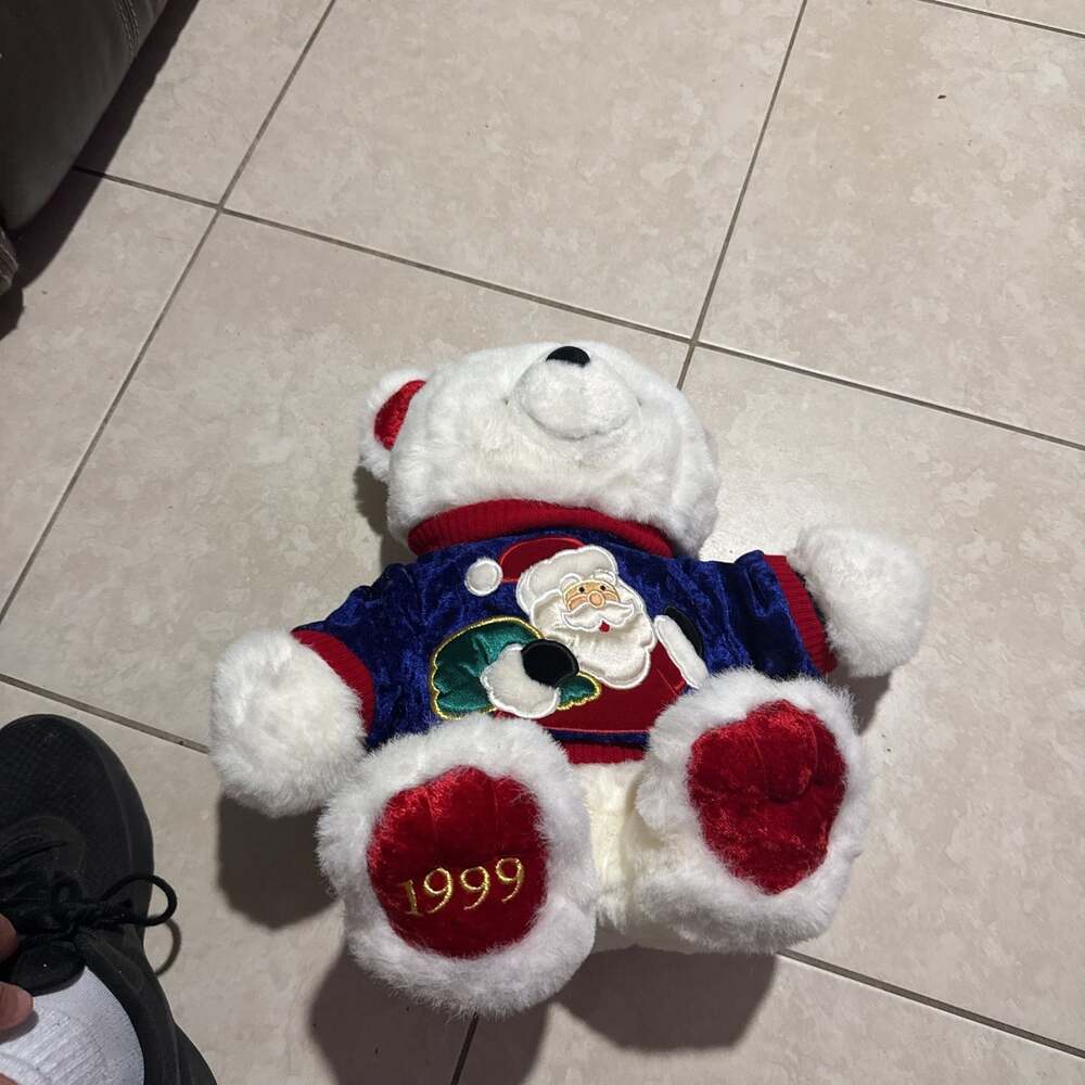 Christmas Santa Adorned Polar Bear Plush Stuffed Animal Toy - Picture 4 of 8
